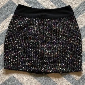 Rainbow, tweed mini skirt, glitter threading